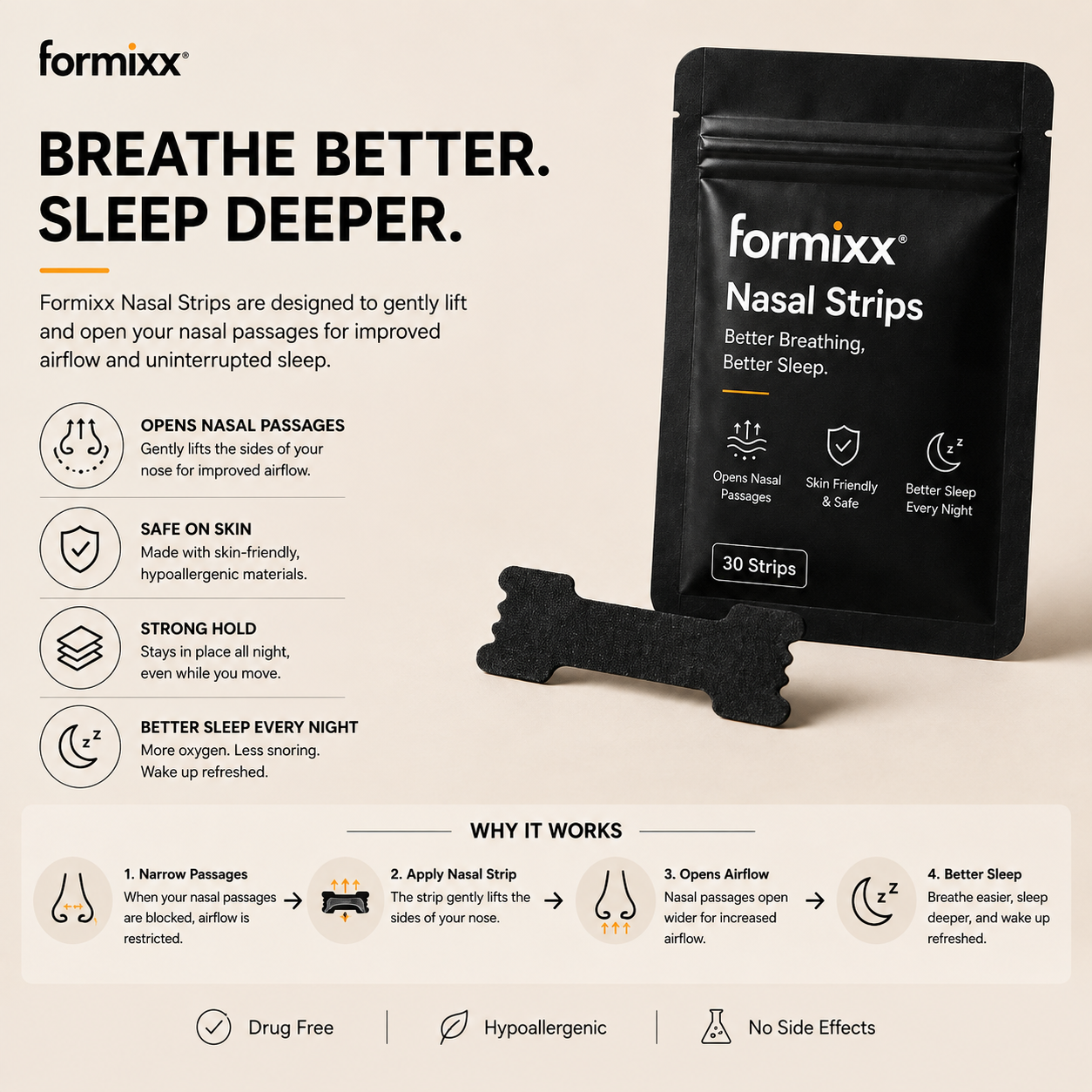 Formixx Nasal Strips – Breathe Better, Sleep Deeper