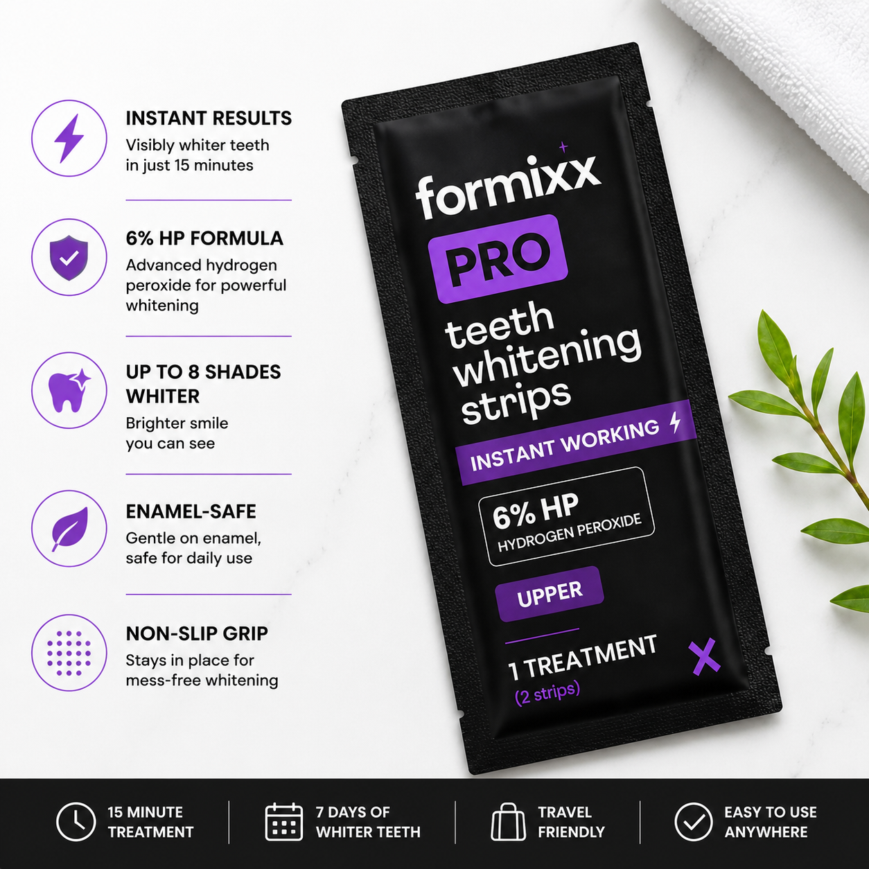 ✅ Formixx Pro Teeth Whitening Strips | Instant Whitening in 15 Minutes