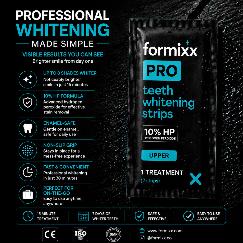 ✅Formixx Black Teeth Whitening Strips | Professional Whitening Results at Home(Ultra Strong Whitening)