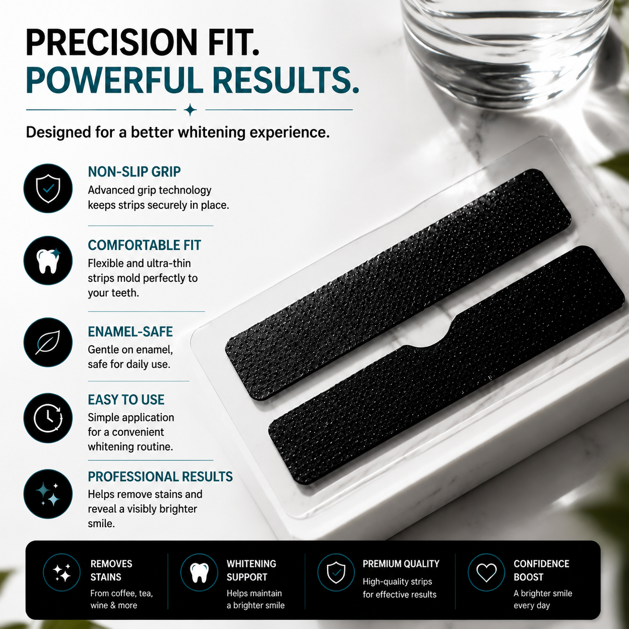 ✅Formixx Black Teeth Whitening Strips | Professional Whitening Results at Home(Ultra Strong Whitening)
