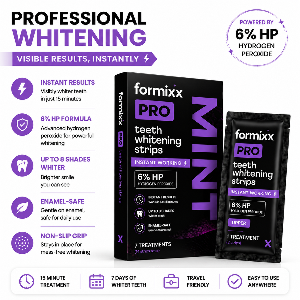 ✅ Formixx Pro Teeth Whitening Strips | Instant Whitening in 15 Minutes