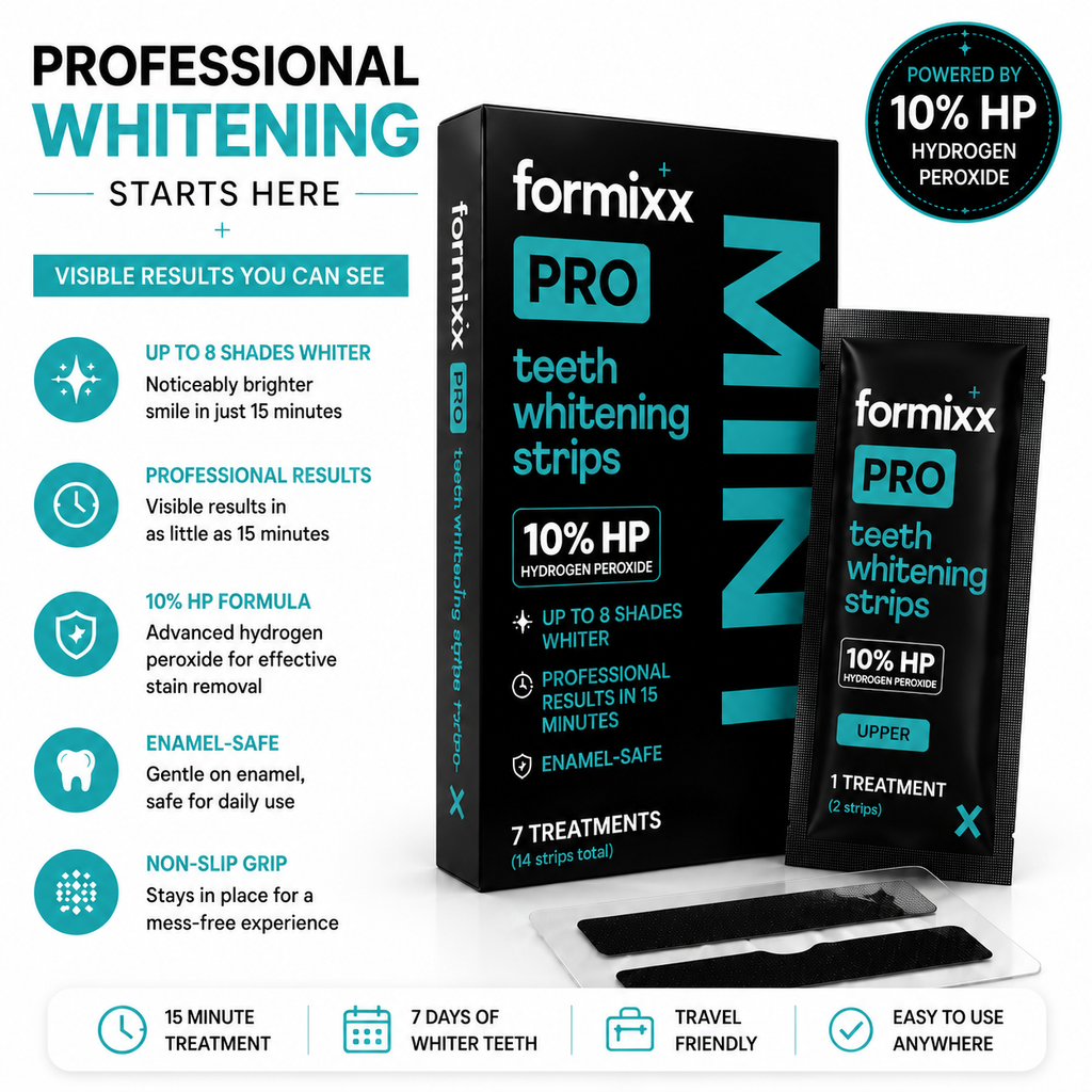 ✅Formixx Black Teeth Whitening Strips | Professional Whitening Results at Home(Ultra Strong Whitening)