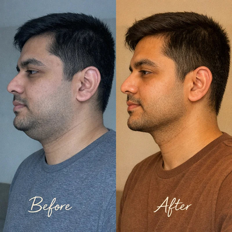 Before and after — Pakistani man sharper jawline after Formixx